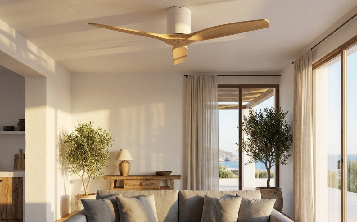 Ventilateur de plafond dans un salon moderne